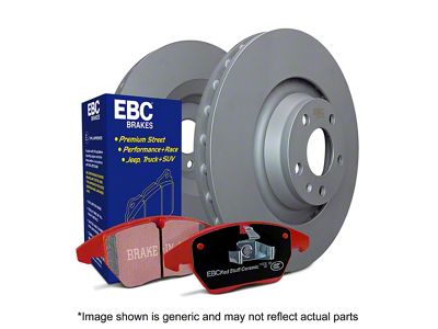 EBC Brakes Stage 12 Redstuff Brake Rotor and Pad Kit; Front (06-10 Charger SXT w/ Vented Rear Rotors; 06-11 5.7L HEMI Charger; 11-23 V6 Charger w/ Vented Rear Rotors)