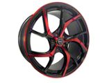 Elegant E008 Gloss Black Candy Red Face Wheel; Rear Only; 20x10; 38mm Offset (05-09 Mustang)