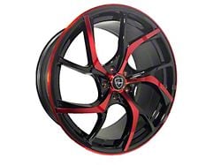 Elegant E008 Gloss Black Candy Red Face Wheel; Rear Only; 20x10; 38mm Offset (05-09 Mustang)