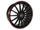 Elegant E007 Gloss Black with Candy Red Outline Wheel; 20x8.5 (10-15 Camaro)