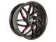 Elegant Magic Gloss Black with Candy Red Milled Wheel; 20x8.5 (08-23 RWD Challenger, Excluding Widebody)