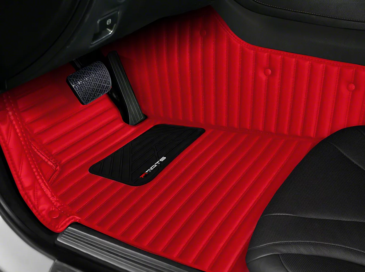 Challenger Single Layer Stripe Front and Rear Floor Mats; Full Red (08 ...