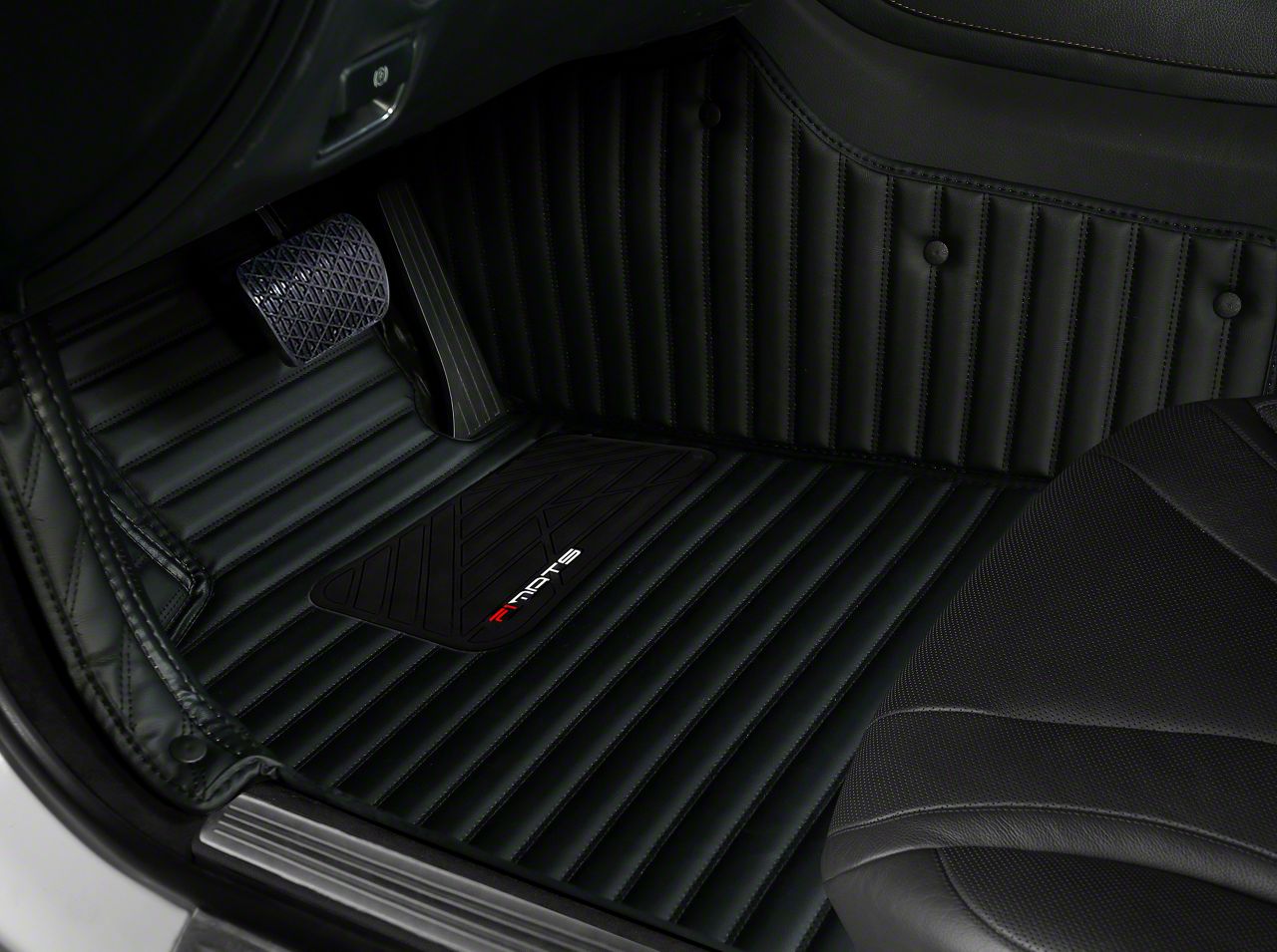 Charger Single Layer Stripe Front and Rear Floor Mats; Full Black (11 ...