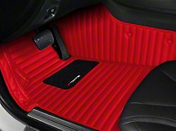 Single Layer Stripe Front and Rear Floor Mats; Full Red (11-23 Charger)