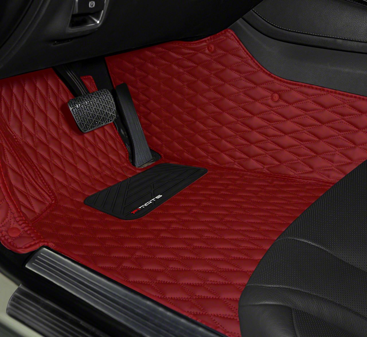 Mustang Single Layer Diamond Front and Rear Floor Mats; Full Red (15-23 ...