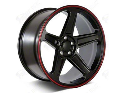 Factory Style Wheels Flow Forged Demon Style Satin Black with Red Pin Stripe Wheel; Rear Only; 20x10.5 (06-10 RWD Charger)