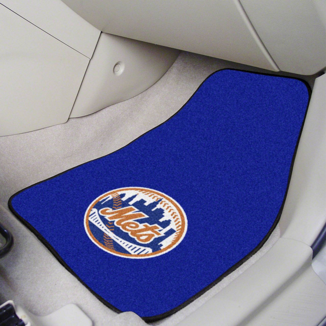 Camaro Carpet Front Floor Mats with New York Mets Logo; Blue (Universal ...