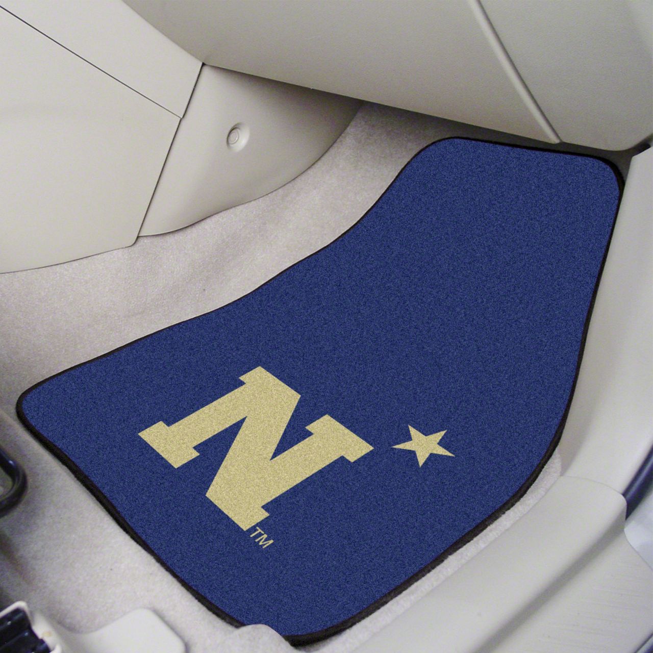 Challenger Carpet Front Floor Mats with Navy Logo; Navy (Universal ...