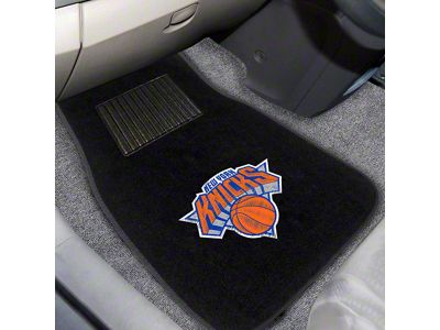 Embroidered Front Floor Mats with New York Knicks Logo; Black (Universal; Some Adaptation May Be Required)
