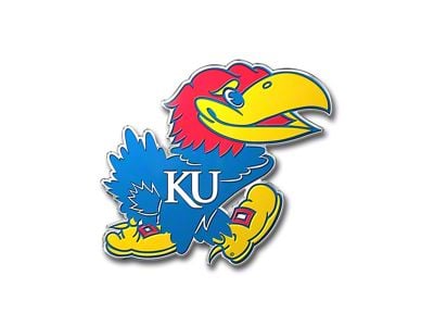 University of Kansas Embossed Emblem; Blue and Red (Universal; Some Adaptation May Be Required)