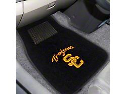 Embroidered Front Floor Mats with University of Southern California Logo; Black (Universal; Some Adaptation May Be Required)