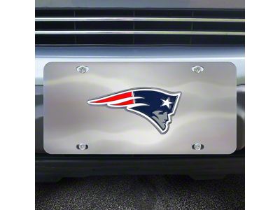 License Plate with New England Patriots Logo; Stainless Steel (Universal; Some Adaptation May Be Required)