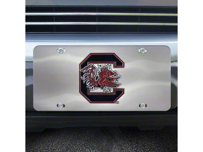 License Plate with University of South Carolina Logo; Stainless Steel (Universal; Some Adaptation May Be Required)