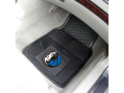 Vinyl Front Floor Mats with Dallas Mavericks Logo; Black (Universal; Some Adaptation May Be Required)