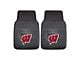 Vinyl Front Floor Mats with University of Wisconsin Logo; Black (Universal; Some Adaptation May Be Required)