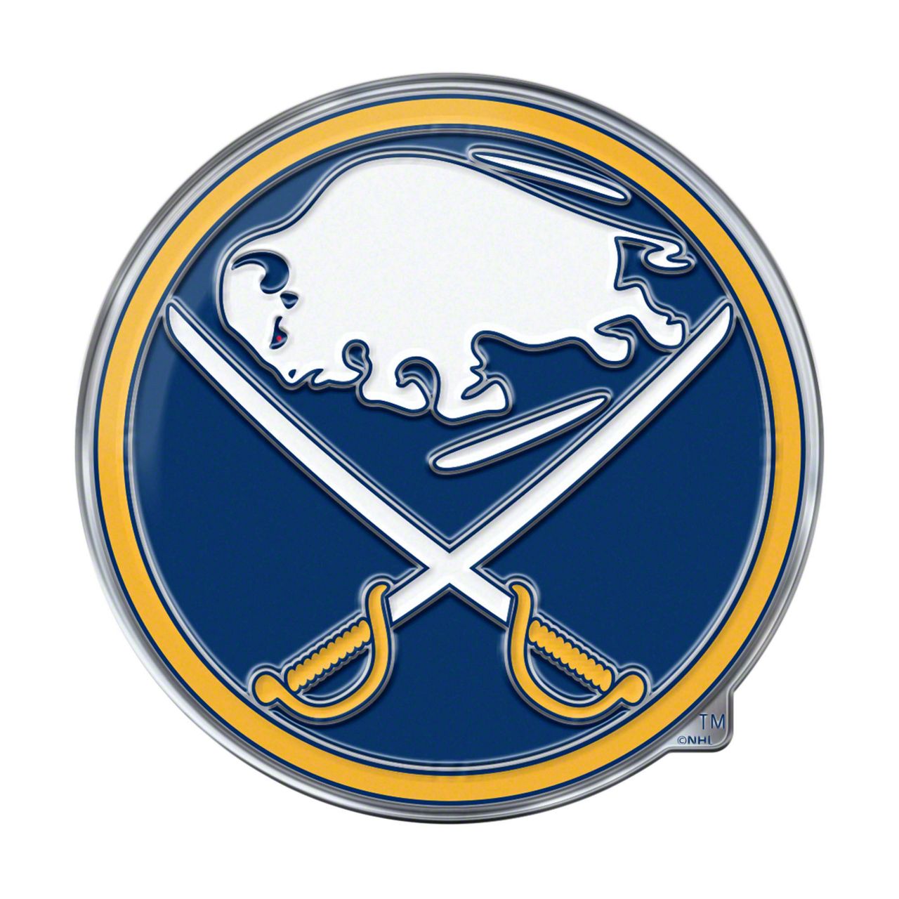 Mustang Buffalo Sabres Embossed Emblem Blue And Yellow Universal Some Adaptation May Be