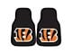 Carpet Front Floor Mats with Cincinnati Bengals Logo; Black (Universal; Some Adaptation May Be Required)