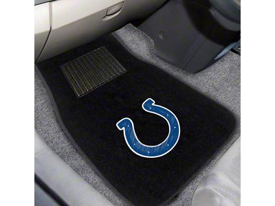Embroidered Front Floor Mats with Indianapolis Colts Logo; Black (Universal; Some Adaptation May Be Required)