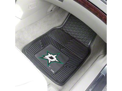 Vinyl Front Floor Mats with Dallas Stars Logo; Black (Universal; Some Adaptation May Be Required)
