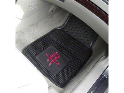 Vinyl Front Floor Mats with Houston Rockets Logo; Black (Universal; Some Adaptation May Be Required)