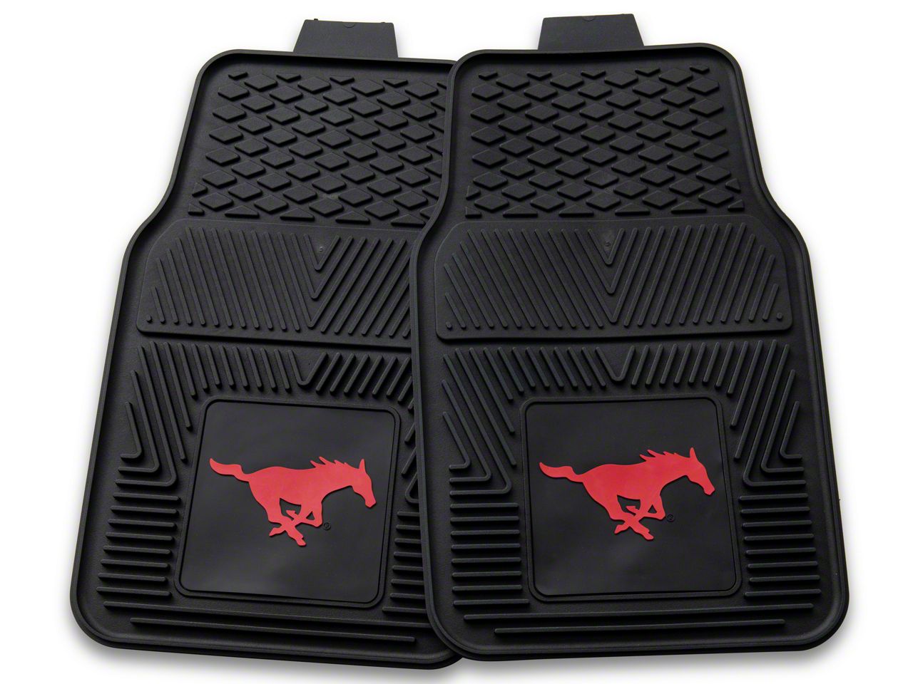 Mustang Vinyl Front Floor Mats with SMU Logo; Black (Universal; Some ...