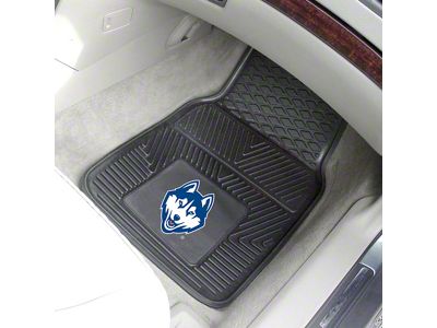 Vinyl Front Floor Mats with University of Connecticut Logo; Black (Universal; Some Adaptation May Be Required)
