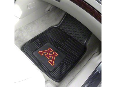 Vinyl Front Floor Mats with University of Minnesota Logo; Black (Universal; Some Adaptation May Be Required)