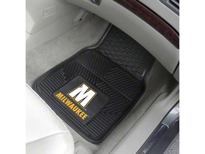 Vinyl Front Floor Mats with University of Wisconsin-Milwaukee Logo; Black (Universal; Some Adaptation May Be Required)