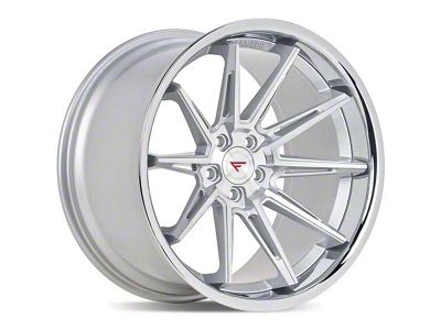 Ferrada Wheels CM2 Machine Silver with Chrome Lip Wheel; Rear Only; 20x10; 40mm Offset (05-09 Mustang)