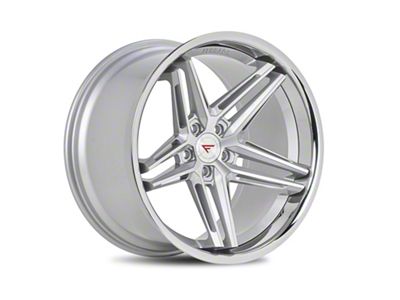 Ferrada Wheels CM1 Machine Silver with Chrome Lip Wheel; Rear Only; 22x11 (08-23 RWD Challenger, Excluding Widebody)