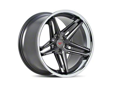 Ferrada Wheels CM1 Matte Graphite with Chrome Lip Wheel; Rear Only; 22x11; 20mm Offset (08-23 RWD Challenger, Excluding Widebody)