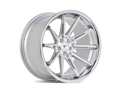 Ferrada Wheels CM2 Machine Silver with Chrome Lip Wheel; Rear Only; 22x11; 20mm Offset (08-23 RWD Challenger, Excluding Widebody)