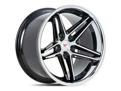 Ferrada Wheels CM1 Machine Black with Chrome Lip Wheel; Rear Only; 22x11; 20mm Offset (11-23 RWD Charger, Excluding Widebody)