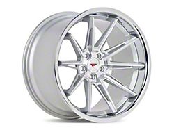 Ferrada Wheels CM2 Machine Silver with Chrome Lip Wheel; 19x9.5; 20mm Offset (15-23 Mustang GT, EcoBoost, V6)