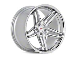 Ferrada Wheels CM1 Machine Silver with Chrome Lip Wheel; Rear Only; 20x10.5; 20mm Offset (08-23 RWD Challenger, Excluding Widebody)