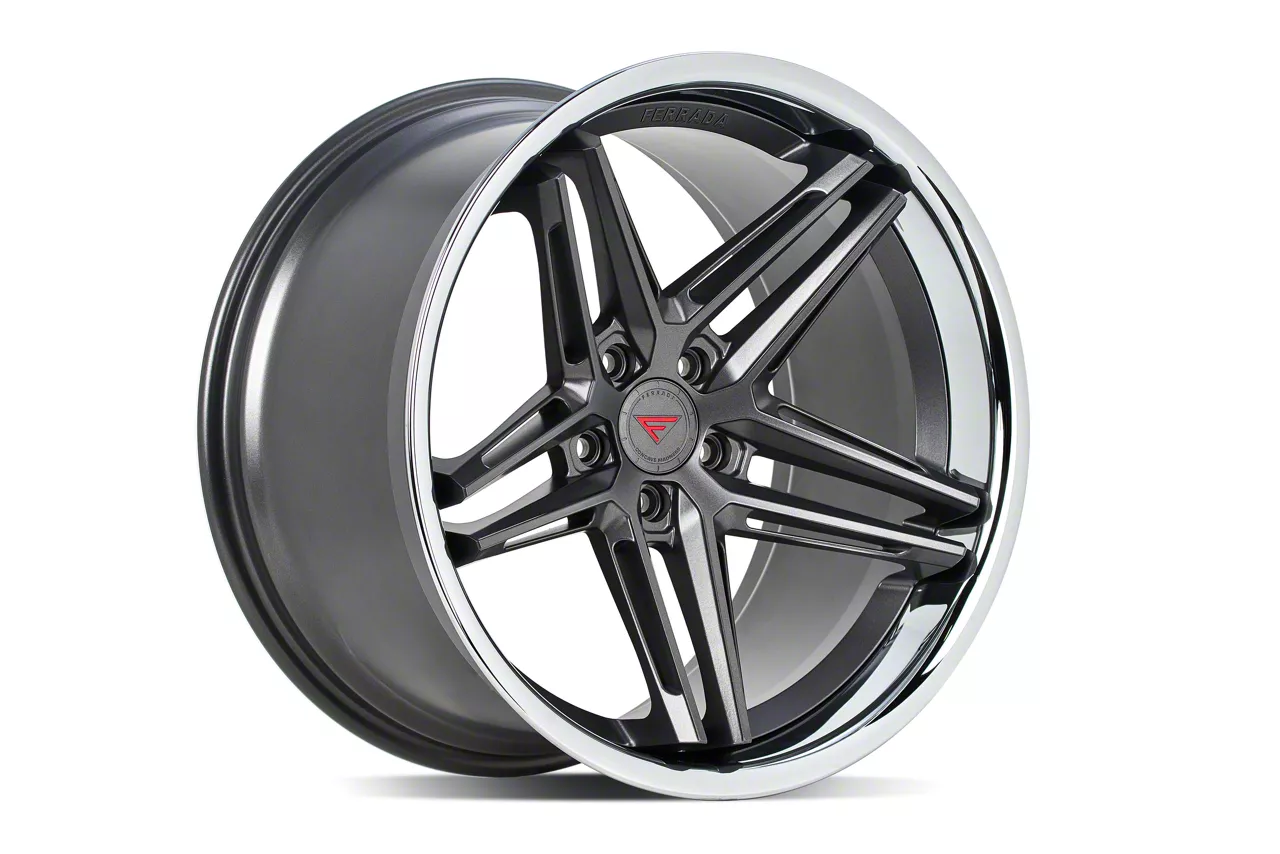 Ferrada Wheels Corvette CM1 Matte Graphite with Chrome Lip Wheel; Rear ...