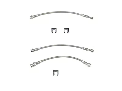 Fine Lines Braided Stainless Complete Brake Hose Kit; Front and Rear (96-98 Mustang GT)