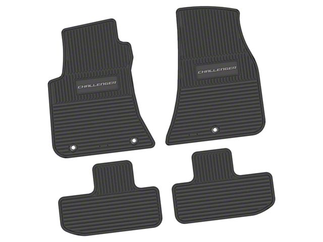 FLEXTREAD Factory Floorpan Fit Custom Vintage Scene Front and Rear Floor Mats with Silver Challenger Insert; Black (11-23 RWD Challenger)