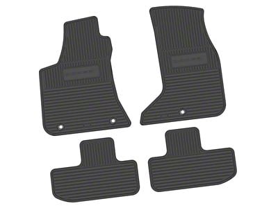 FLEXTREAD Factory Floorpan Fit Custom Vintage Scene Front and Rear Floor Mats with Dodge with Stripe Insert; Black (17-23 AWD Challenger)