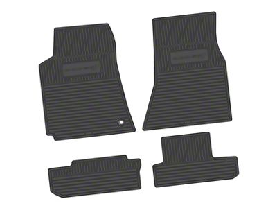 FLEXTREAD Factory Floorpan Fit Custom Vintage Scene Front and Rear Floor Mats with Dodge and Stripe Insert; Black (08-10 Challenger)