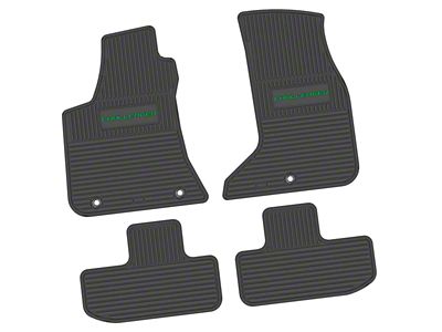 FLEXTREAD Factory Floorpan Fit Custom Vintage Scene Front and Rear Floor Mats with Green Challenger Insert; Black (17-23 AWD Challenger)