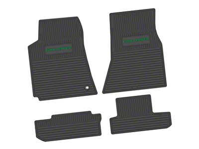 FLEXTREAD Factory Floorpan Fit Custom Vintage Scene Front and Rear Floor Mats with Green Challenger Insert; Black (08-10 Challenger)