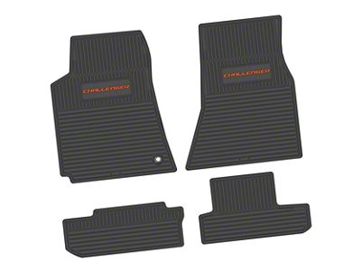 FLEXTREAD Factory Floorpan Fit Custom Vintage Scene Front and Rear Floor Mats with Orange Challenger Insert; Black (08-10 Challenger)
