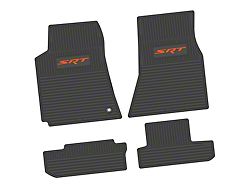 FLEXTREAD Factory Floorpan Fit Custom Vintage Scene Front and Rear Floor Mats with Orange SRT Insert; Black (08-10 Challenger)