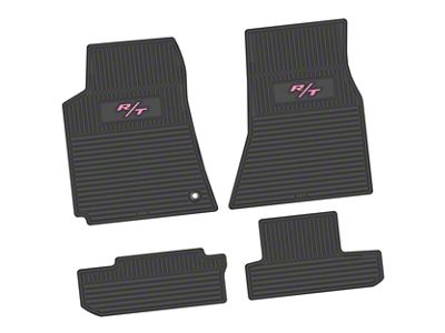 FLEXTREAD Factory Floorpan Fit Custom Vintage Scene Front and Rear Floor Mats with Pink R/T Insert; Black (08-10 Challenger)