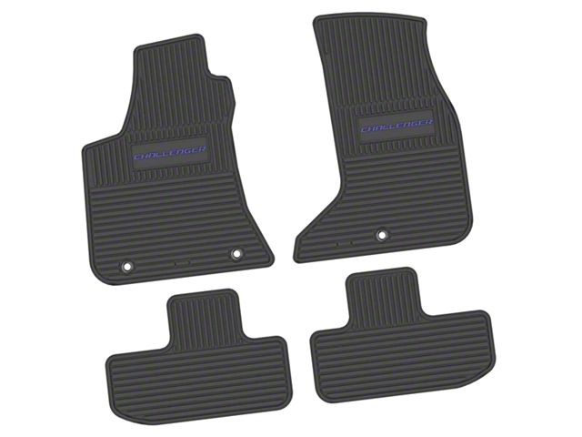 FLEXTREAD Factory Floorpan Fit Custom Vintage Scene Front and Rear Floor Mats with Purple Challenger Insert; Black (17-23 AWD Challenger)