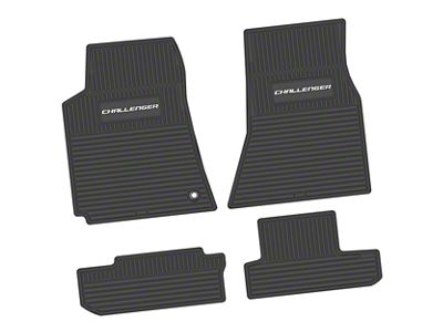 FLEXTREAD Factory Floorpan Fit Custom Vintage Scene Front and Rear Floor Mats with White Challenger Insert; Black (08-10 Challenger)