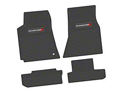 FLEXTREAD Factory Floorpan Fit Custom Vintage Scene Front and Rear Floor Mats with White Dodge and Red Stripe Insert; Black (08-10 Challenger)