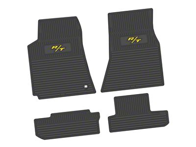 FLEXTREAD Factory Floorpan Fit Custom Vintage Scene Front and Rear Floor Mats with Yellow R/T Insert; Black (08-10 Challenger)