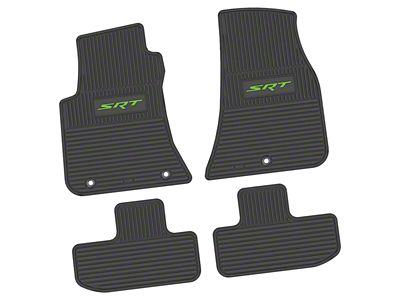 FLEXTREAD Factory Floorpan Fit Custom Vintage Scene Front and Rear Floor Mats with Lime SRT Insert; Black (11-23 RWD Challenger)